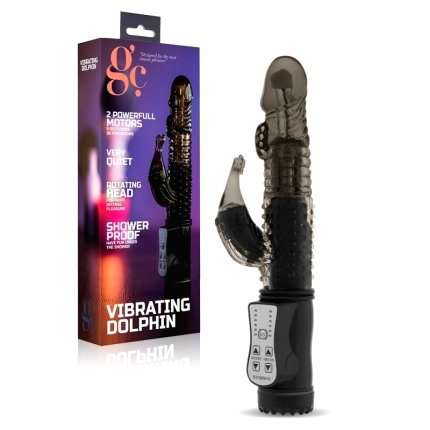 Vibrator Vibrating Dolphin Black 22 cm,210077