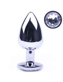 Plug Anal Metálico com Jóia Transparente 10 cm,243025