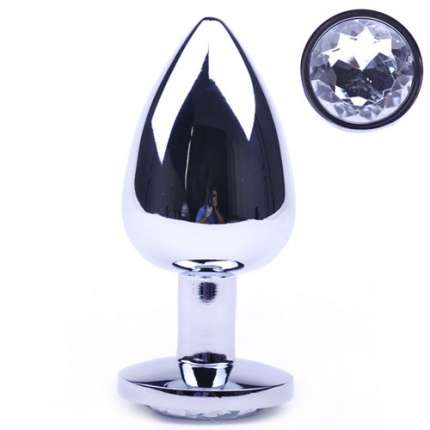 Plug Anal Metálico com Jóia Transparente 10 cm,243025