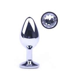 Plug Anal Metálico com Jóia Transparente 8 cm,243027