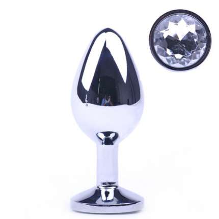 Plug Anal Metálico com Jóia Transparente 8 cm,243027