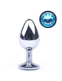 Plug Anal Metálico com Jóia Azul 8 cm,243028