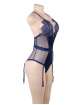 Body Lace Deluxe Lace Satin Blue Size Large