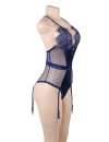 Body Lace Deluxe Lace Satin Blue Size Large