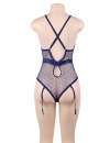 Body Lace Deluxe Lace Satin Blue Size Large