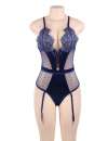 Body Lace Deluxe Lace Satin Blue Size Large