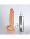The vibrator is Realistic Candy Lust 18 inches