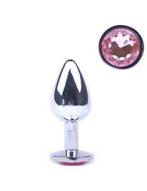 Plug Anal Metálico com Jóia Rosa 7 cms,2433756