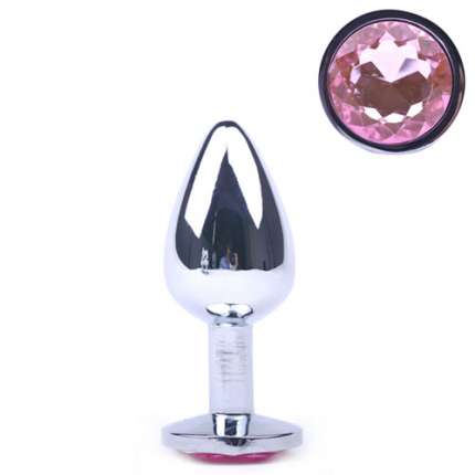 Plug Anal Metálico com Jóia Rosa 7 cms,2433756