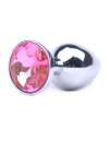 Plug Anal Metálico com Jóia Rosa 7 cms,2433756