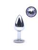 Plug Anal Metálico com Jóia Transparente 7 cm