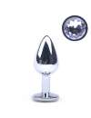 Plug Anal Metálico com Jóia Transparente 7 cm