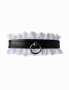 Dog collar Leather with White Lace