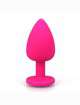 Plug Anal em Silicone Rosa com Jóia Preta 7 cm