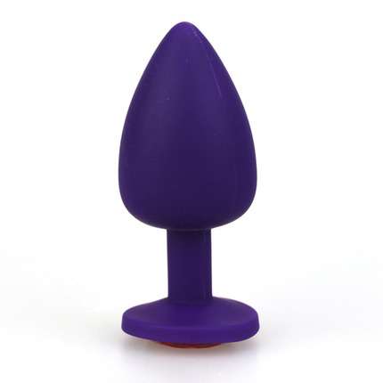 Plug Anal em Silicone Roxo com Jóia Vermelha 7 cm,2403933