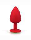 Butt Plug, Silicone, Red, with Jewel-Pink 8"