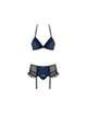 Conjunto Obsessive Acetinado Azul e Preto,1793969