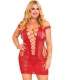 Mini Dress Red Mesh Hollow