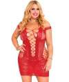 Mini Dress Red Mesh Hollow