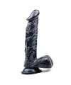 Dildo Preto com Ventosa e Testículos 22 cm