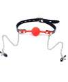 Gag with Ball, Silicone and Clamps for Nipples 334013