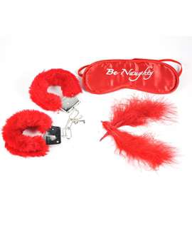 Set of Sale, Pênas and Cuffs with Fur Red 341010