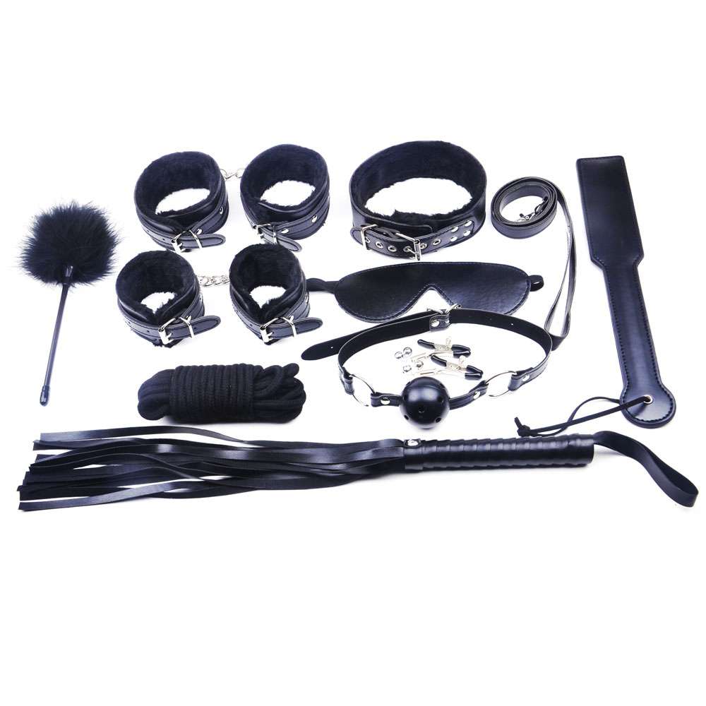  Bondage Kit, 10 Piece Set Love Cuffs, Black : Health