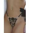 Cueca Tanga Renda Floral e Jóias
