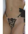 Cueca Tanga Renda Floral e Jóias