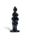 Plug Espirais Vidro Preto 11 cm
