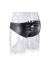 Cueca Homem Couro Sintético Laços Preto,339022