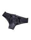 Cueca Homem Couro Sintético Laços Preto,339022