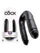 Dildo Duplo Realístico Large Double Trouble King Cock Preto 18 cm