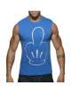 Sleeve Armhole Addicted Fuck Tank Top Blue 500180